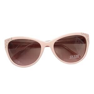 Guess Y2K Rhinestone Rose Sunglasses UV Protection Pink Brown Cat Eye GU7139